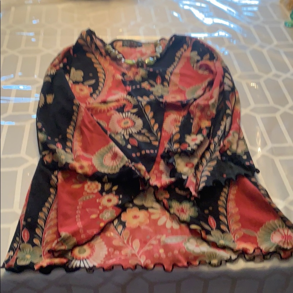 🌸Multi color fun floral blouse size L🌸